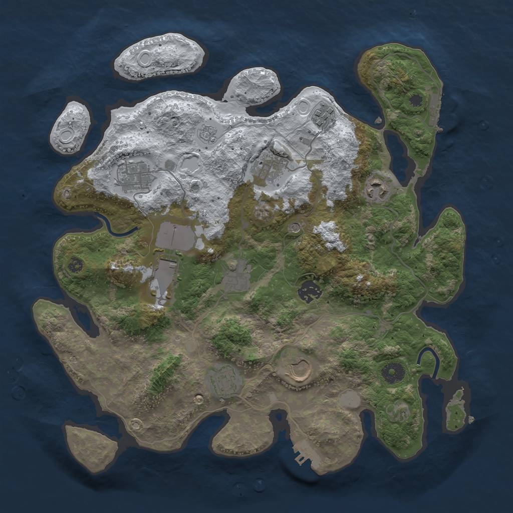 Rust Map: Procedural Map, Size: 3500, Seed: 123423123, 18 Monuments