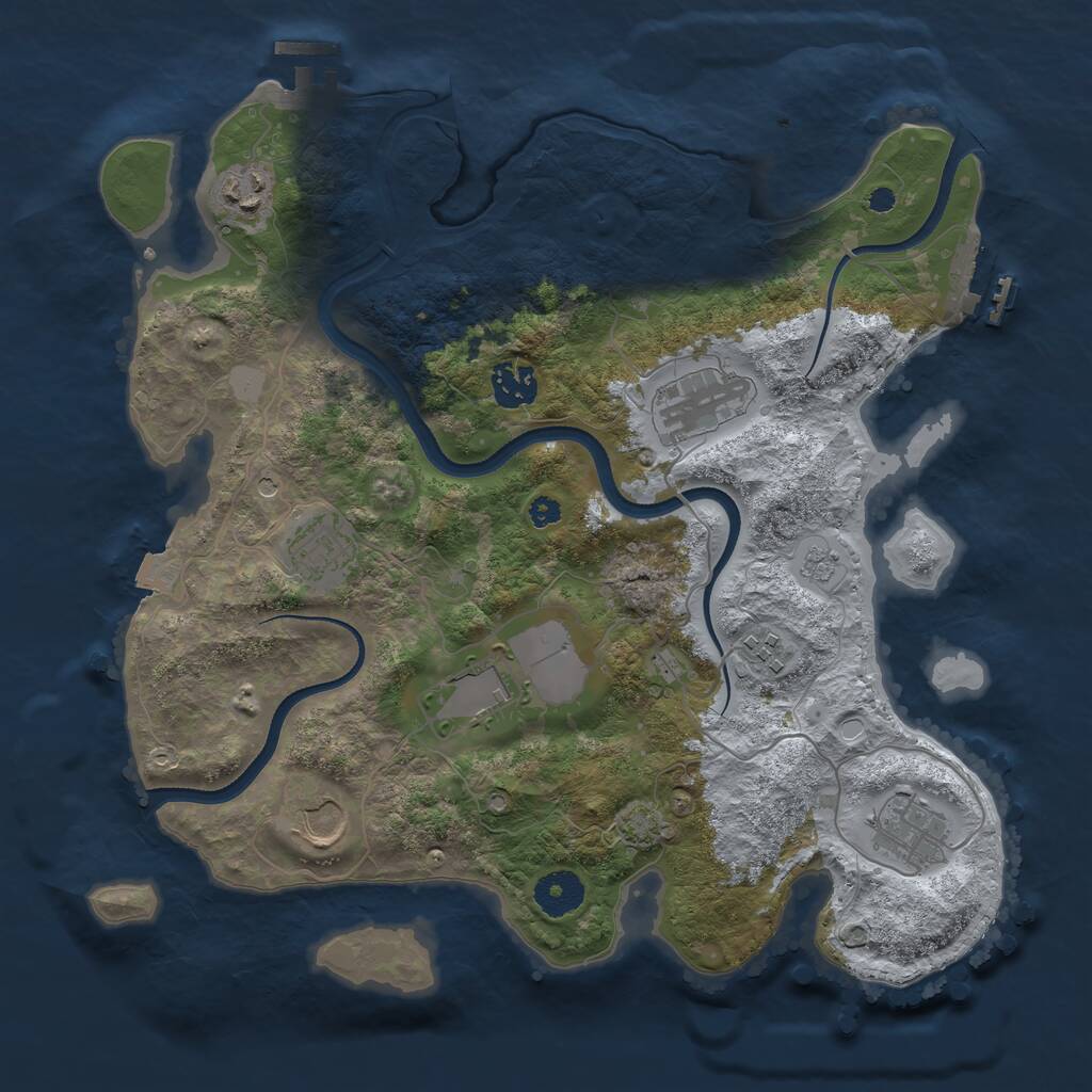 Rust Map: Procedural Map, Size: 3500, Seed: 76316740, 14 Monuments