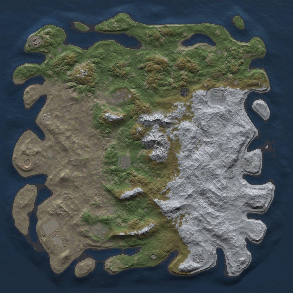 Rust Map: Barren, Size: 5000, Seed: 2105, 13 Monuments