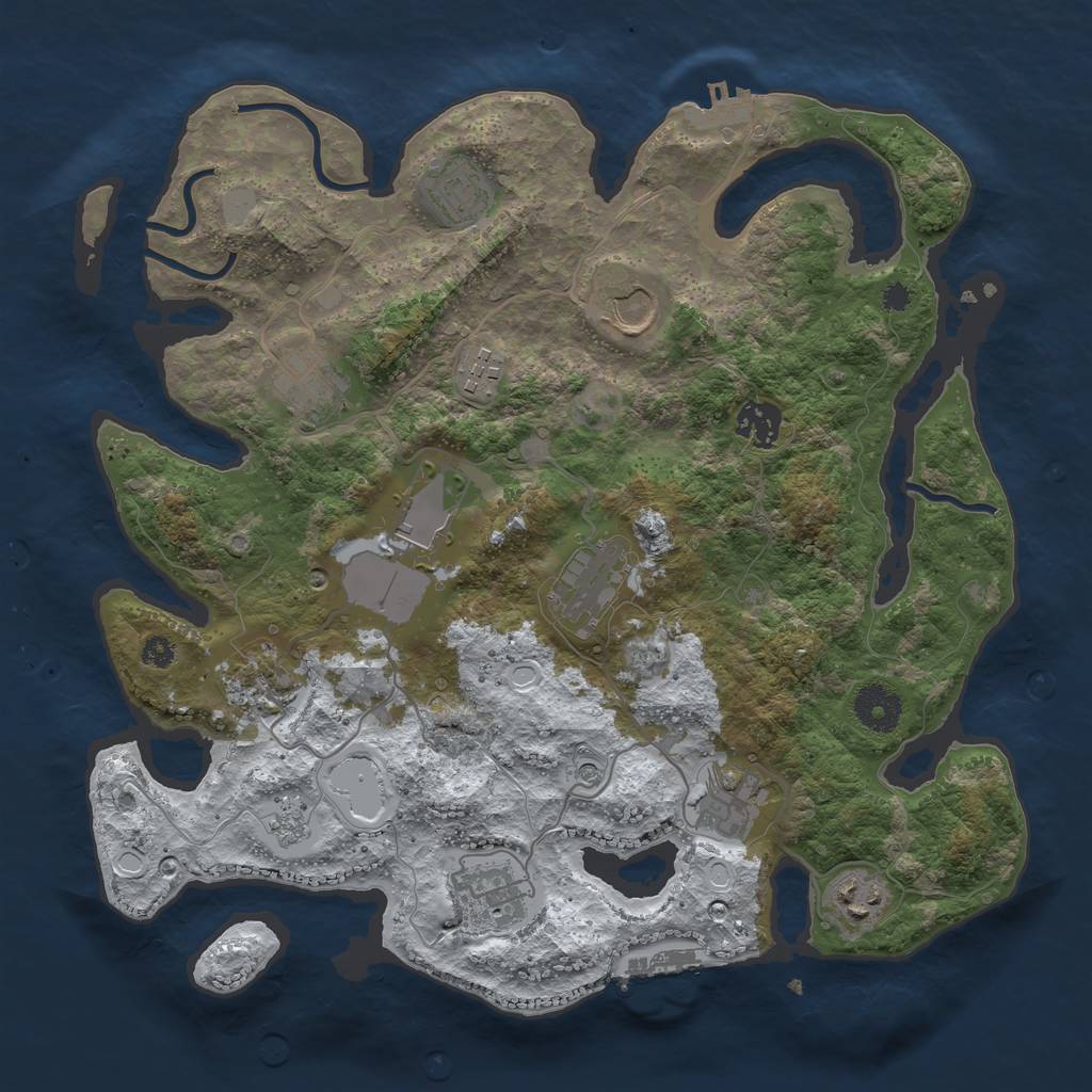 Rust Map: Procedural Map, Size: 3500, Seed: 754896703, 20 Monuments