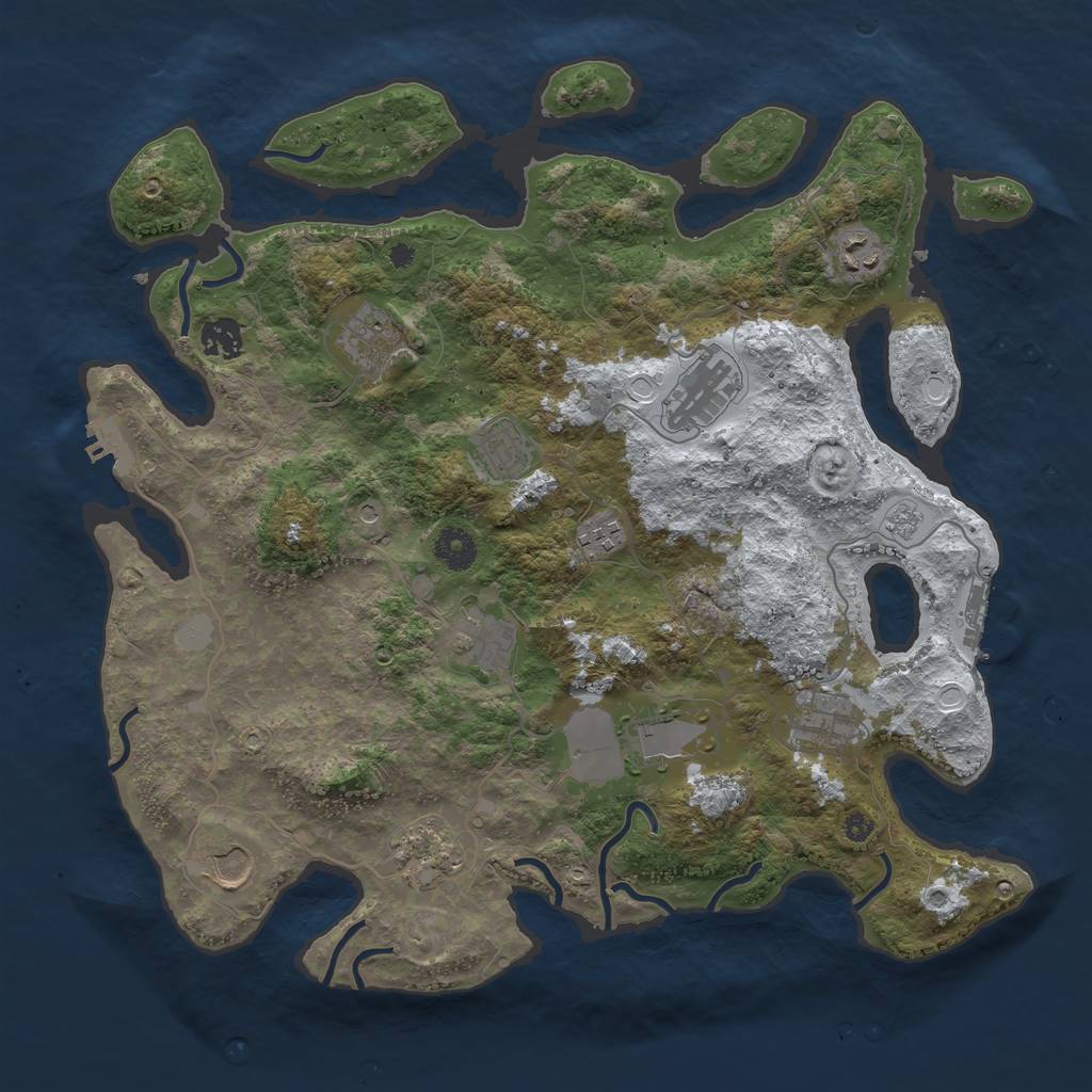 Rust Map: Procedural Map, Size: 3850, Seed: 1910732408, 20 Monuments