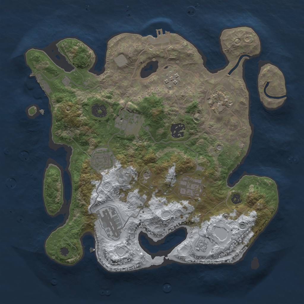 Rust Map: Procedural Map, Size: 3000, Seed: 489359338, 16 Monuments