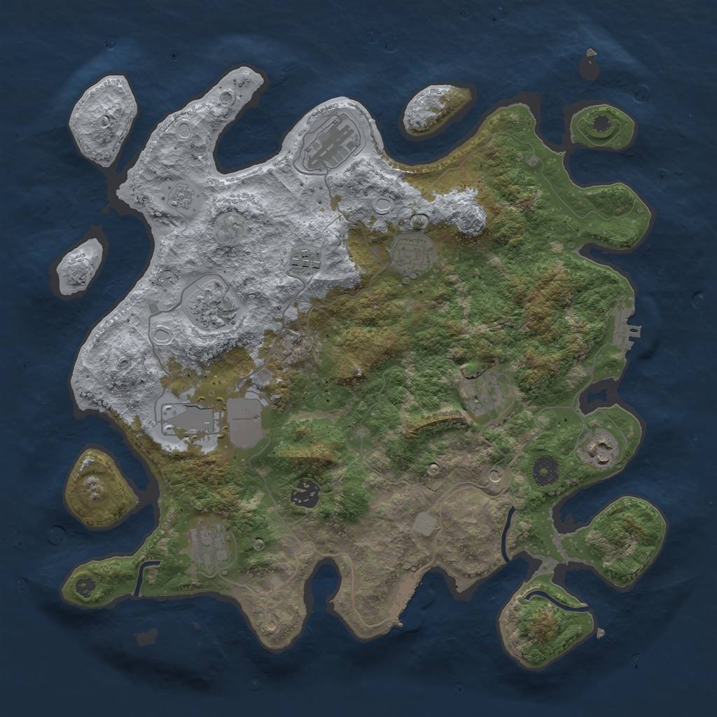 Rust Map: Procedural Map, Size: 3750, Seed: 486521386, 18 Monuments