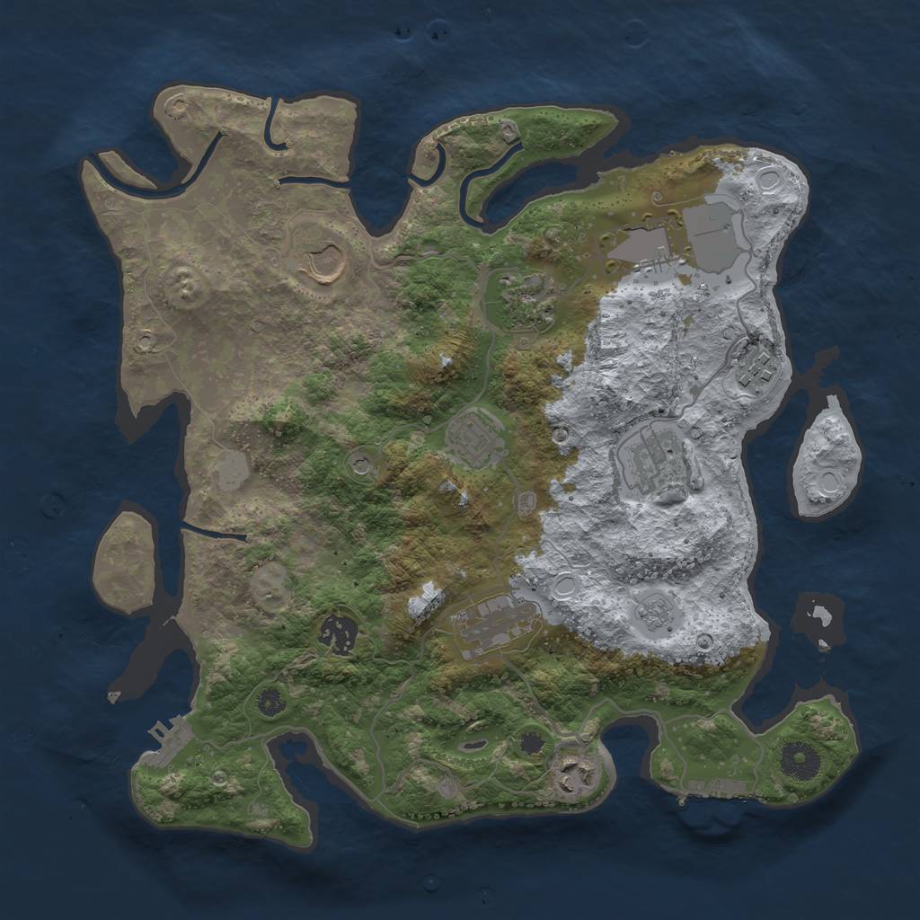 Rust Map: Procedural Map, Size: 3500, Seed: 241684389, 18 Monuments