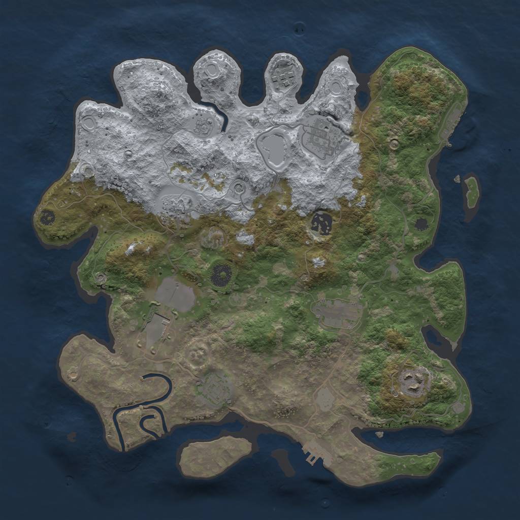 Rust Map: Procedural Map, Size: 3500, Seed: 76321, 15 Monuments