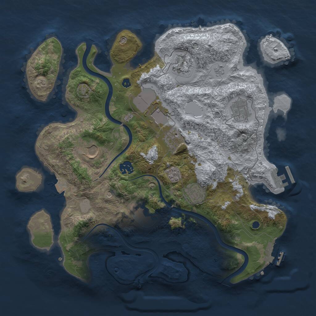 Rust Map: Procedural Map, Size: 3500, Seed: 1977937521, 15 Monuments