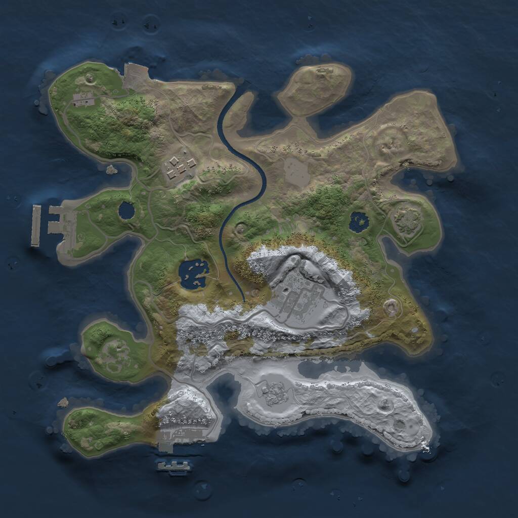 Rust Map: Procedural Map, Size: 2500, Seed: 123454, 8 Monuments