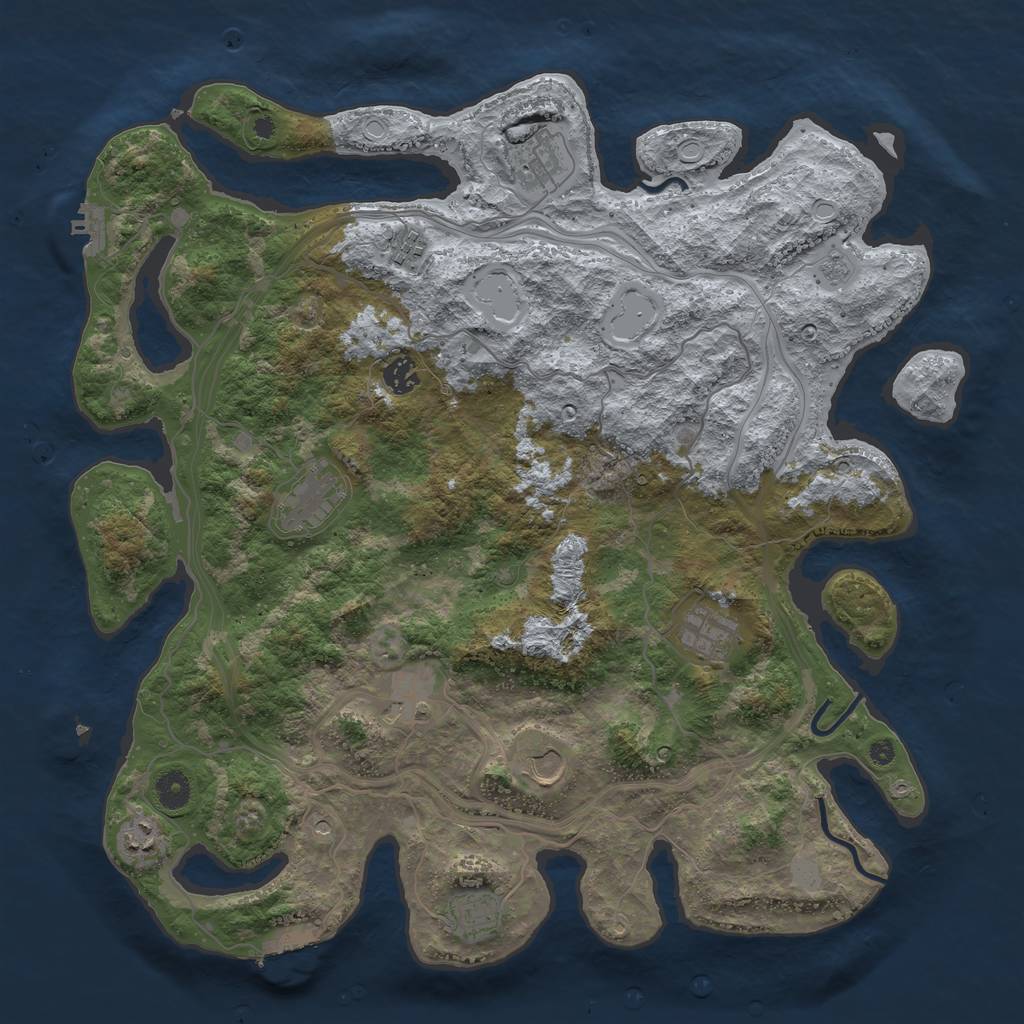 Rust Map: Procedural Map, Size: 4250, Seed: 525231093, 18 Monuments
