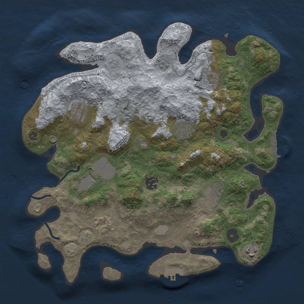 Rust Map: Procedural Map, Size: 3500, Seed: 573956030, 17 Monuments