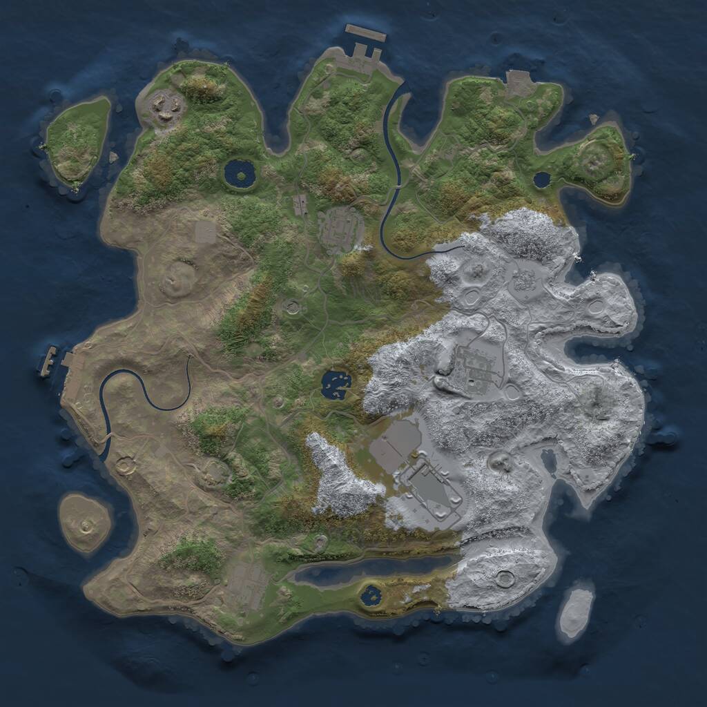 Rust Map: Procedural Map, Size: 3500, Seed: 743683791, 12 Monuments