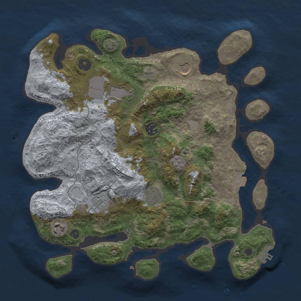 Rust Map: Procedural Map, Size: 3500, Seed: 1439142305, 14 Monuments