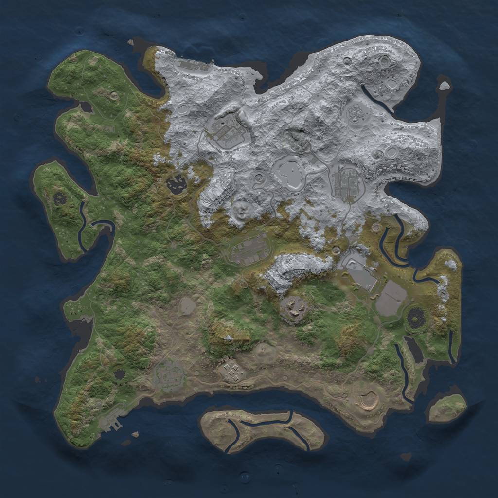 Rust Map: Procedural Map, Size: 3850, Seed: 760537031, 18 Monuments