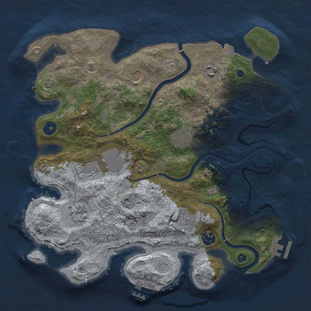 Rust Map: Procedural Map, Size: 3500, Seed: 1892351814, 14 Monuments