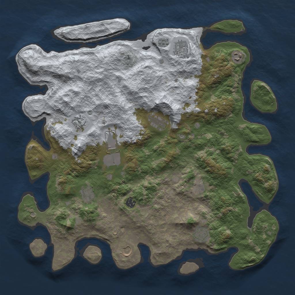 Rust Map: Barren, Size: 4500, Seed: 14000, 14 Monuments