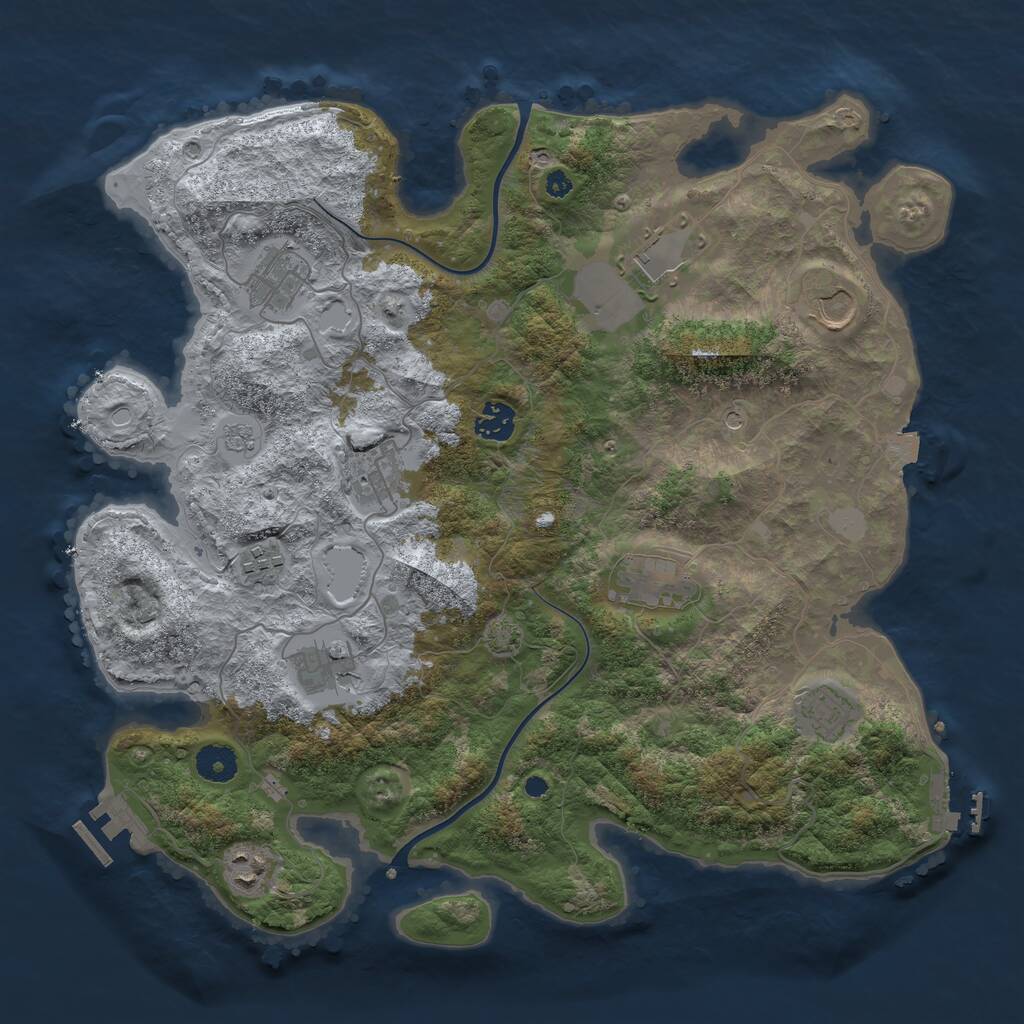 Rust Map: Procedural Map, Size: 3850, Seed: 648251, 16 Monuments