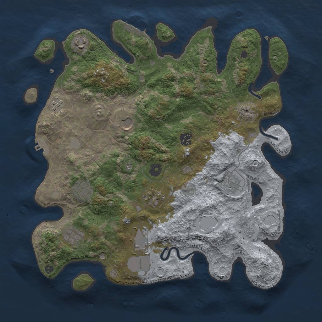 Rust Map: Procedural Map, Size: 3700, Seed: 1465581481, 18 Monuments