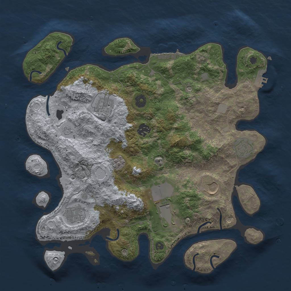 Rust Map: Procedural Map, Size: 3500, Seed: 263237578, 16 Monuments