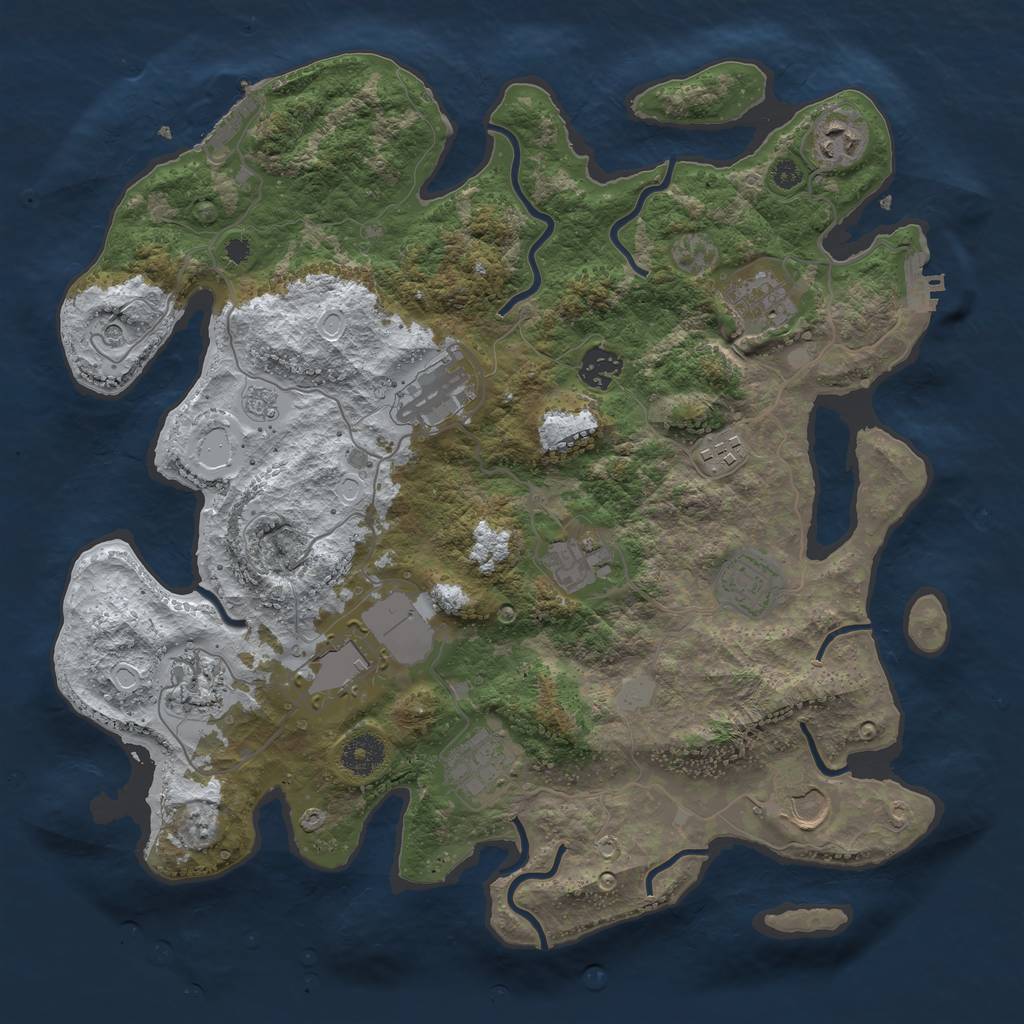 Rust Map: Procedural Map, Size: 3700, Seed: 625469170, 20 Monuments