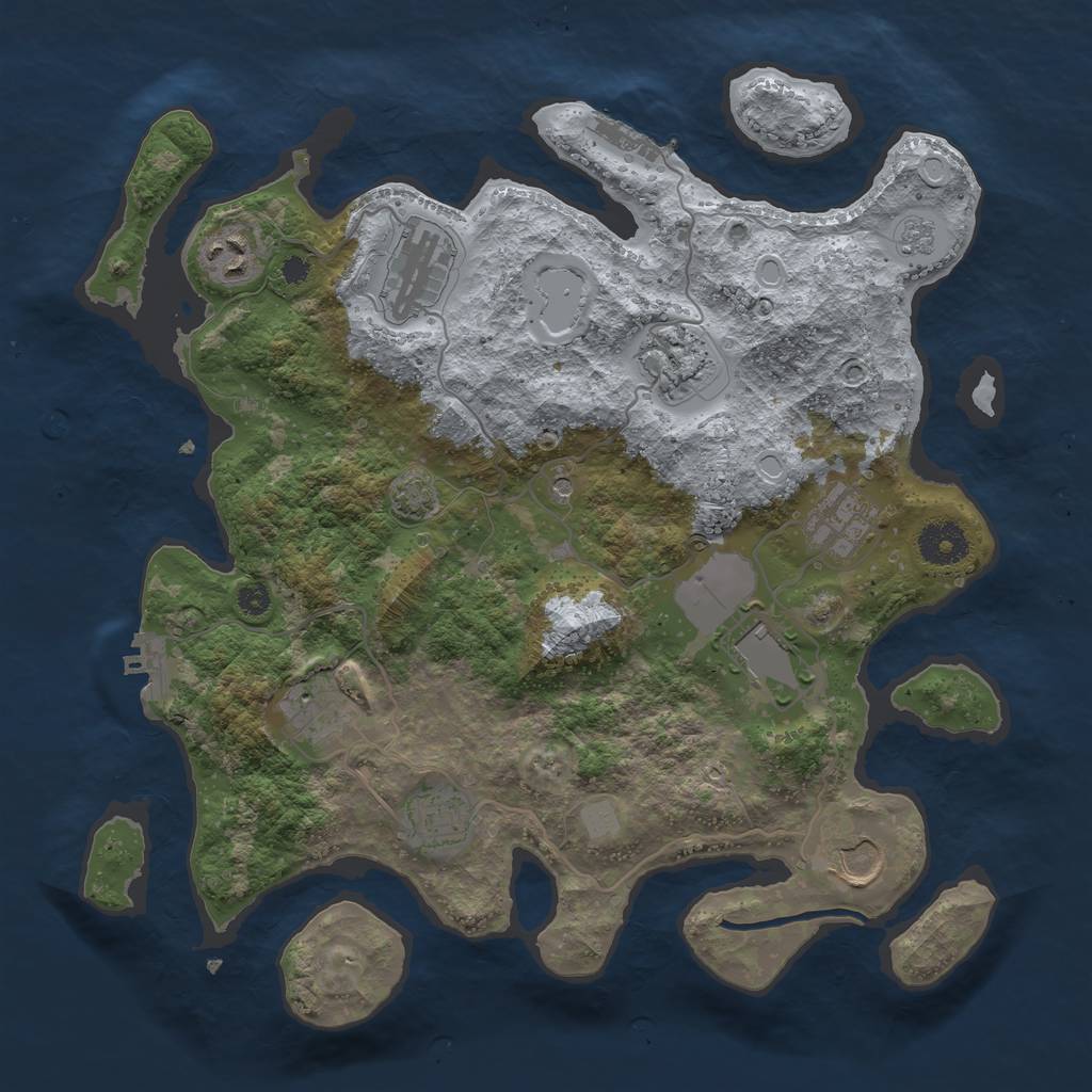Rust Map: Procedural Map, Size: 3500, Seed: 316303364, 16 Monuments