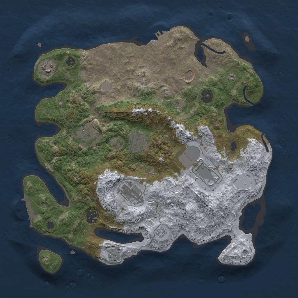 Rust Map: Procedural Map, Size: 3500, Seed: 578655966, 17 Monuments