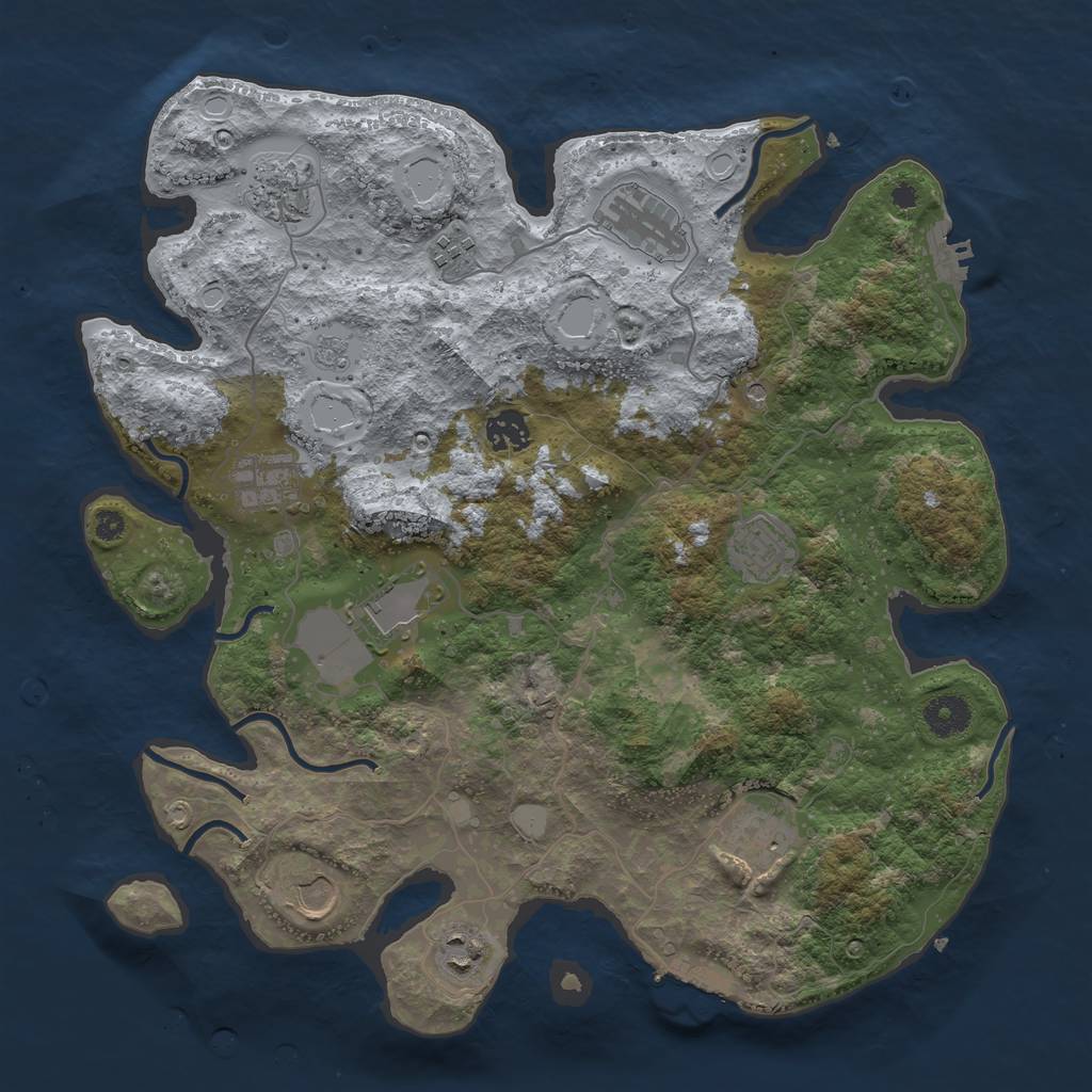 Rust Map: Procedural Map, Size: 3750, Seed: 684604403, 19 Monuments