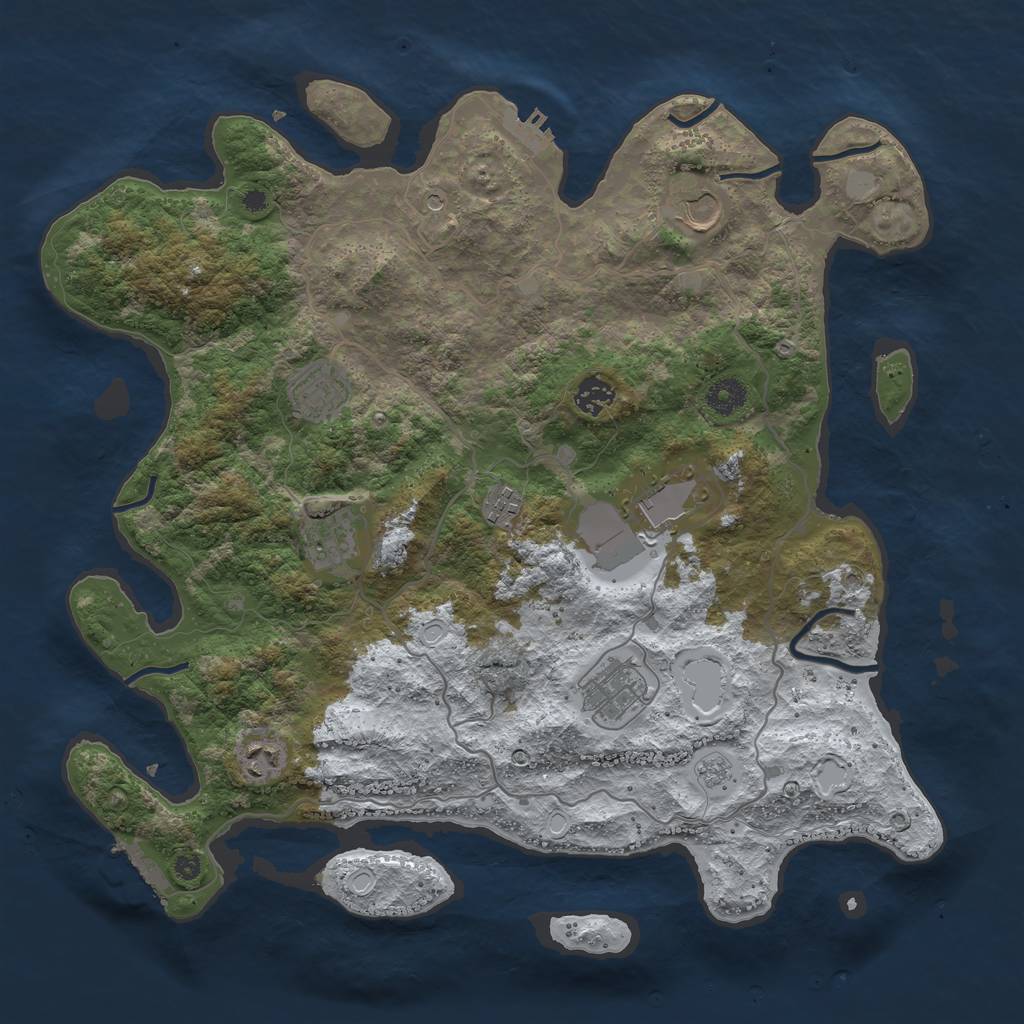 Rust Map: Procedural Map, Size: 4000, Seed: 12323444, 17 Monuments