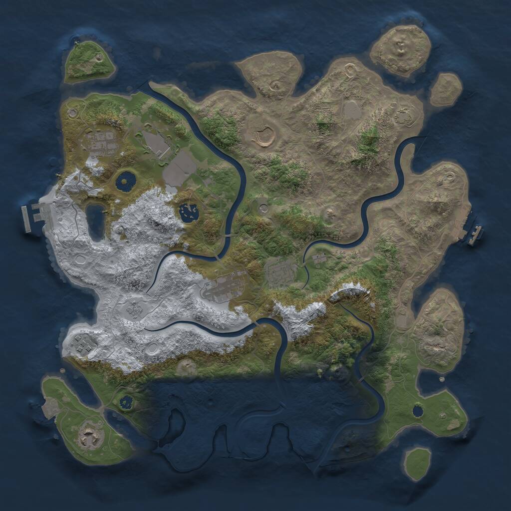 Rust Map: Procedural Map, Size: 3850, Seed: 332787889, 14 Monuments