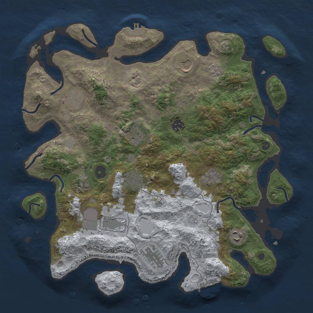 Rust Map: Procedural Map, Size: 3800, Seed: 1965198419, 20 Monuments