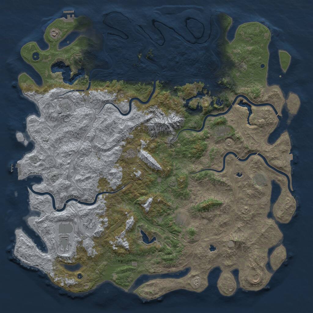Rust Map: Procedural Map, Size: 6000, Seed: 902498846, 17 Monuments