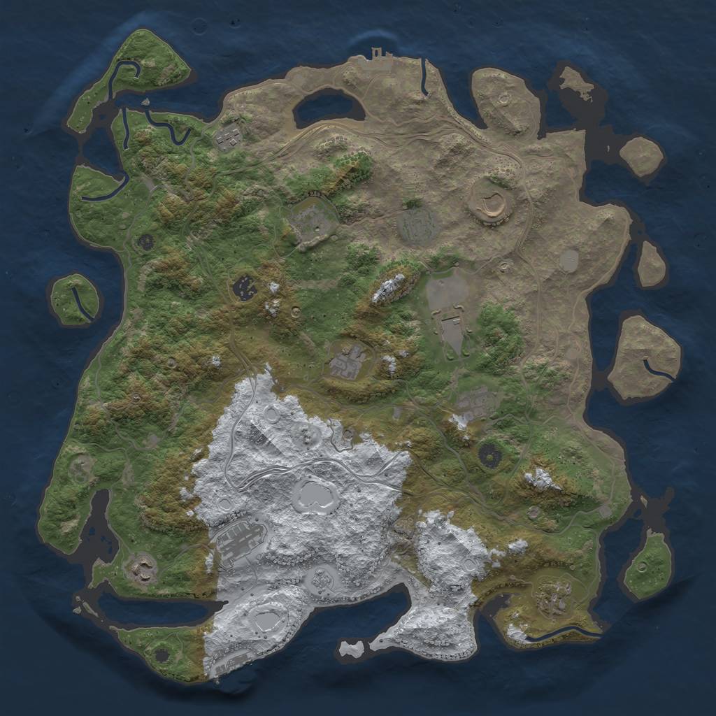 Rust Map: Procedural Map, Size: 4500, Seed: 387265182, 20 Monuments