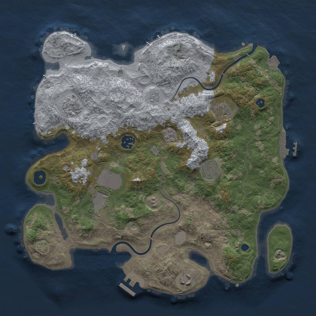 Rust Map: Procedural Map, Size: 3500, Seed: 485806, 13 Monuments
