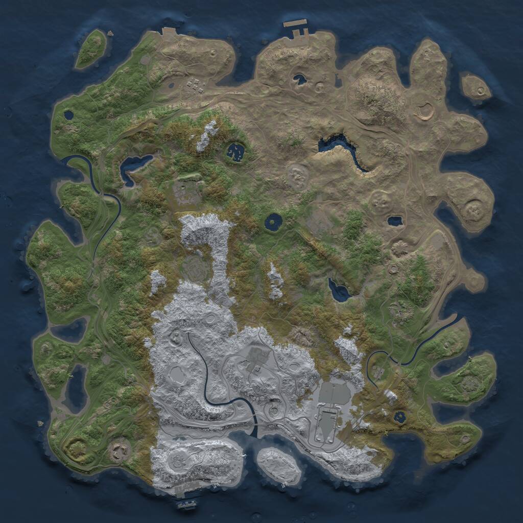 Rust Map: Procedural Map, Size: 4500, Seed: 453973791, 16 Monuments