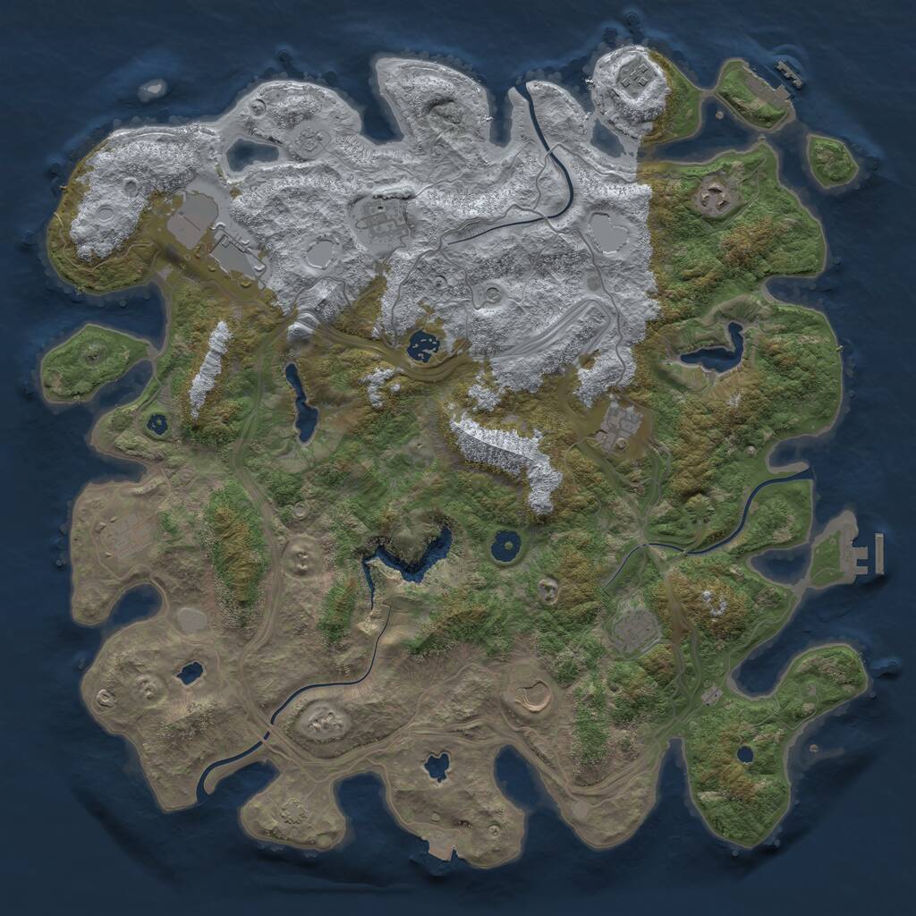 Rust Map: Procedural Map, Size: 4500, Seed: 21232, 15 Monuments