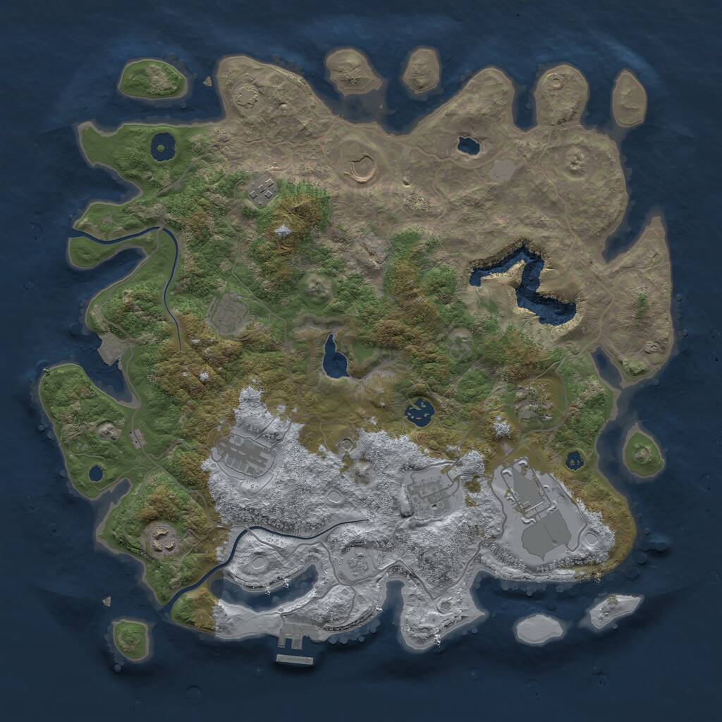 Rust Map: Procedural Map, Size: 4000, Seed: 2044219506, 14 Monuments