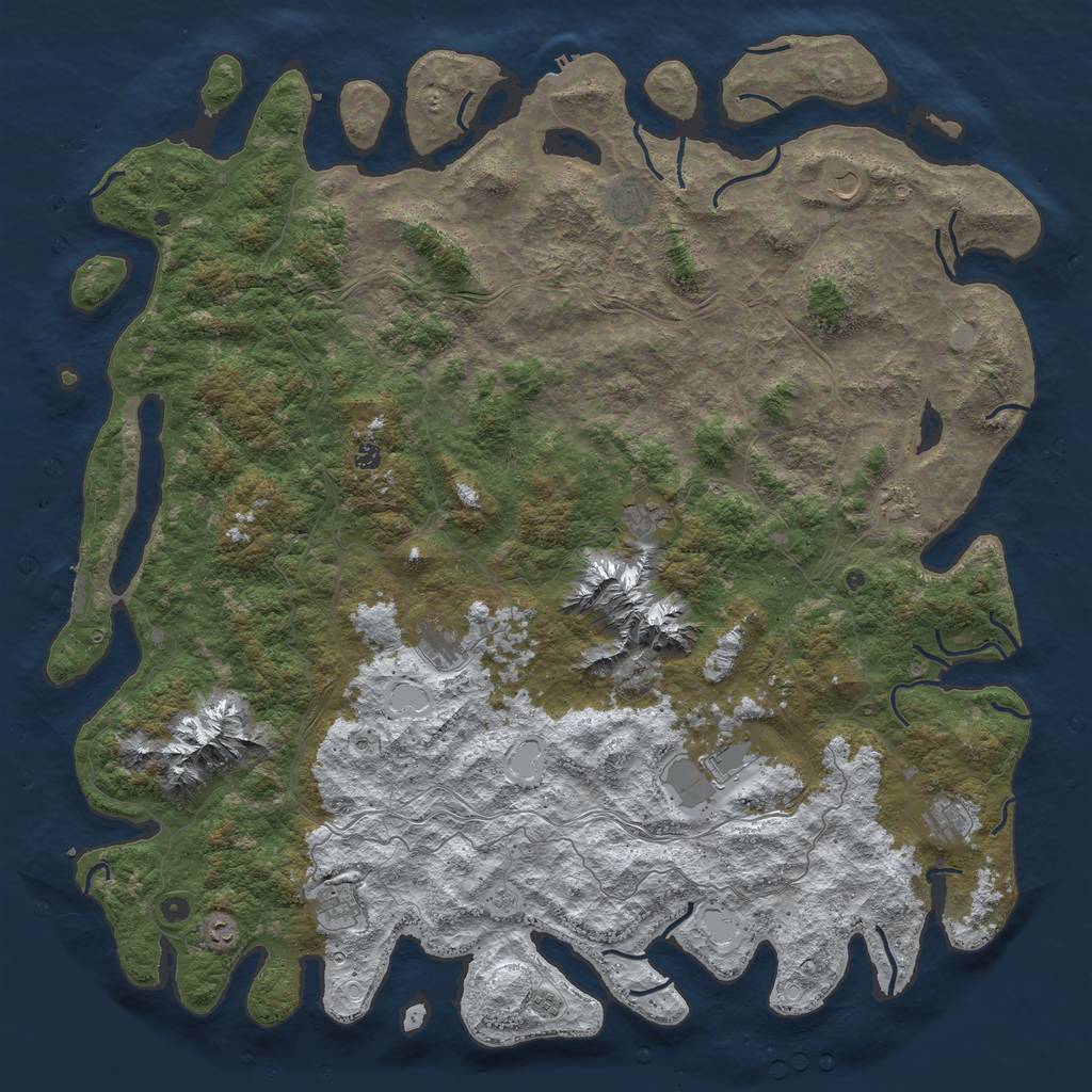 Rust Map: Procedural Map, Size: 6000, Seed: 648198715, 20 Monuments