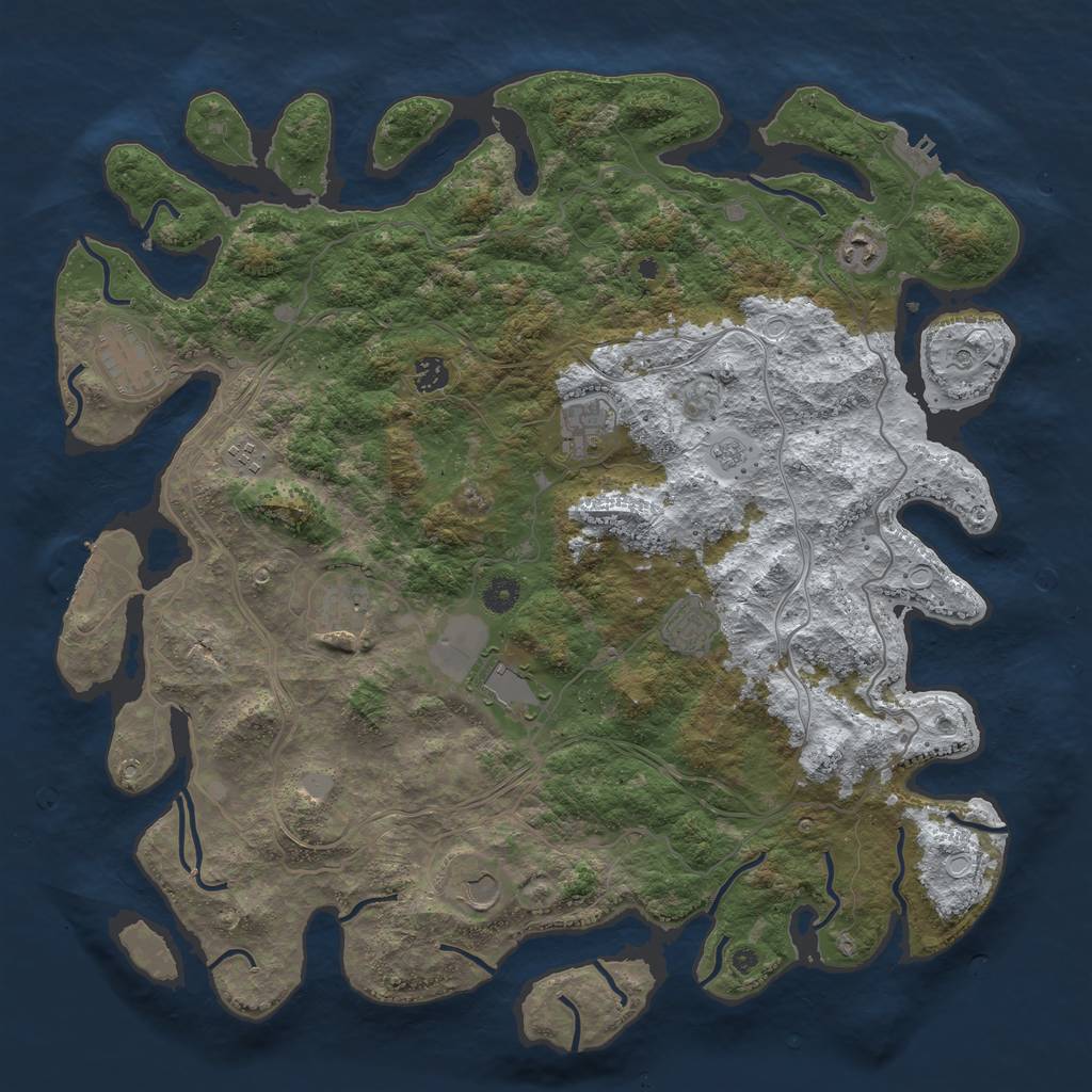 Rust Map: Procedural Map, Size: 4500, Seed: 880265534, 18 Monuments