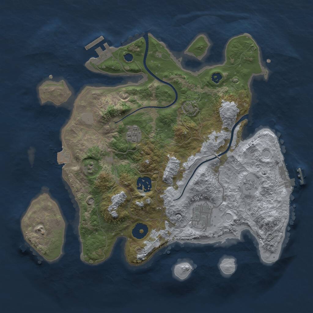 Rust Map: Procedural Map, Size: 3000, Seed: 156841, 8 Monuments