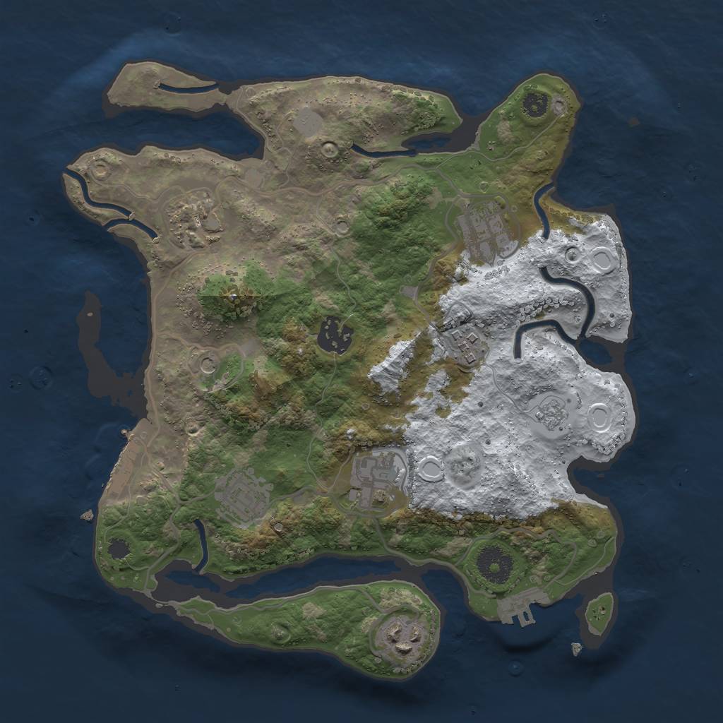Rust Map: Procedural Map, Size: 3000, Seed: 55488, 16 Monuments