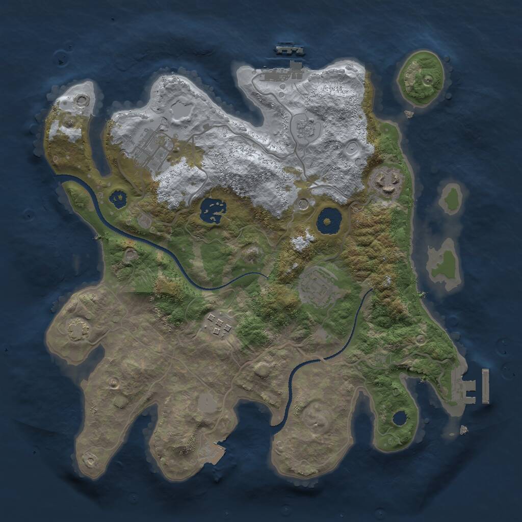 Rust Map: Procedural Map, Size: 3000, Seed: 570845593, 11 Monuments