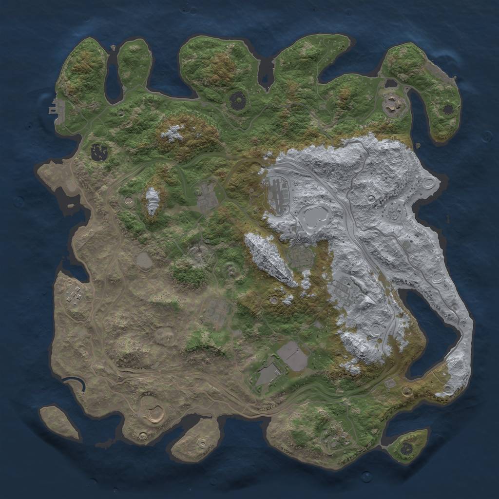 Rust Map: Procedural Map, Size: 4250, Seed: 975147634, 20 Monuments