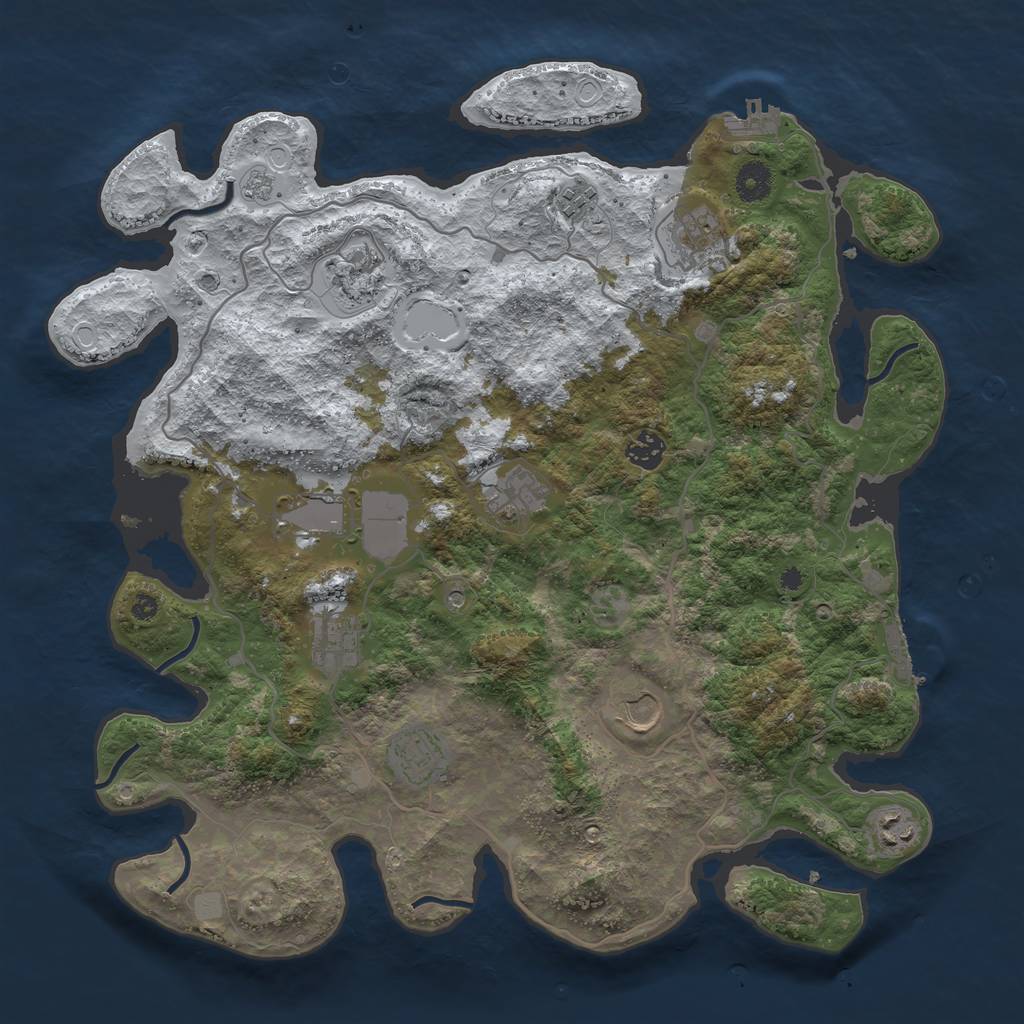 Rust Map: Procedural Map, Size: 4000, Seed: 138894498, 19 Monuments