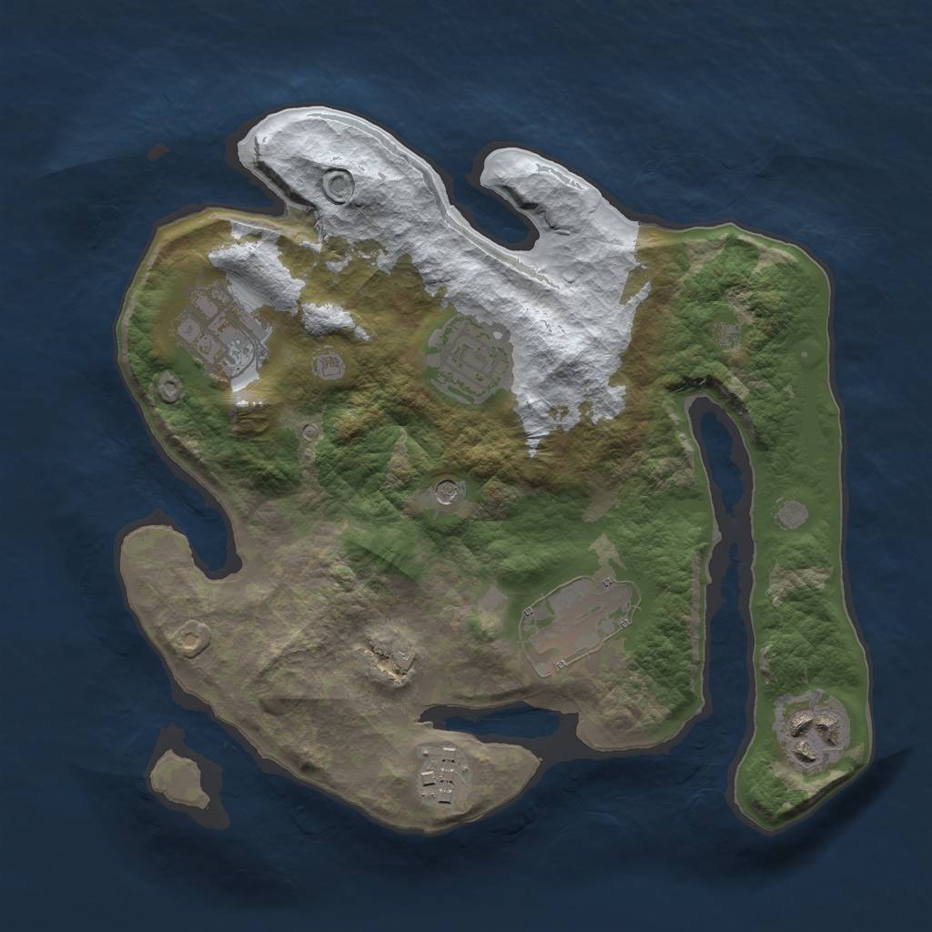 Rust Map: Barren, Size: 2500, Seed: 385940, 8 Monuments