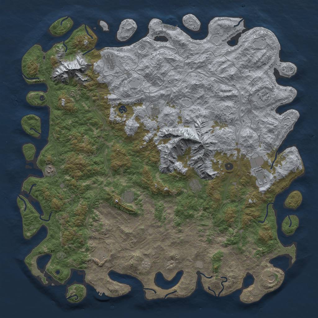 Rust Map: Procedural Map, Size: 6000, Seed: 7000, 18 Monuments