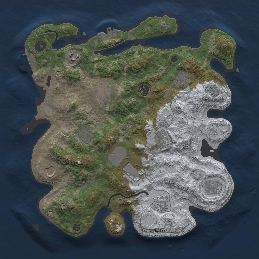 Rust Map: Procedural Map, Size: 3500, Seed: 1884335904, 20 Monuments