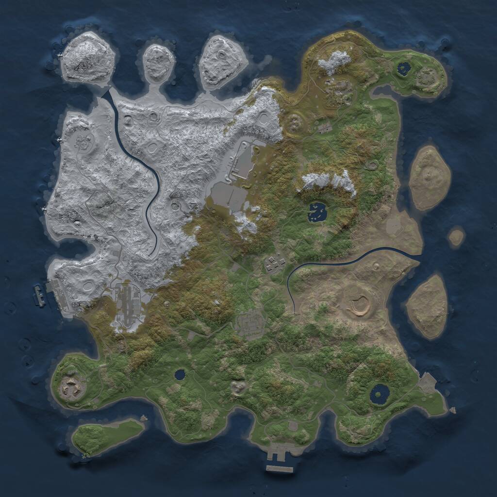 Rust Map: Procedural Map, Size: 3750, Seed: 1699680606, 14 Monuments