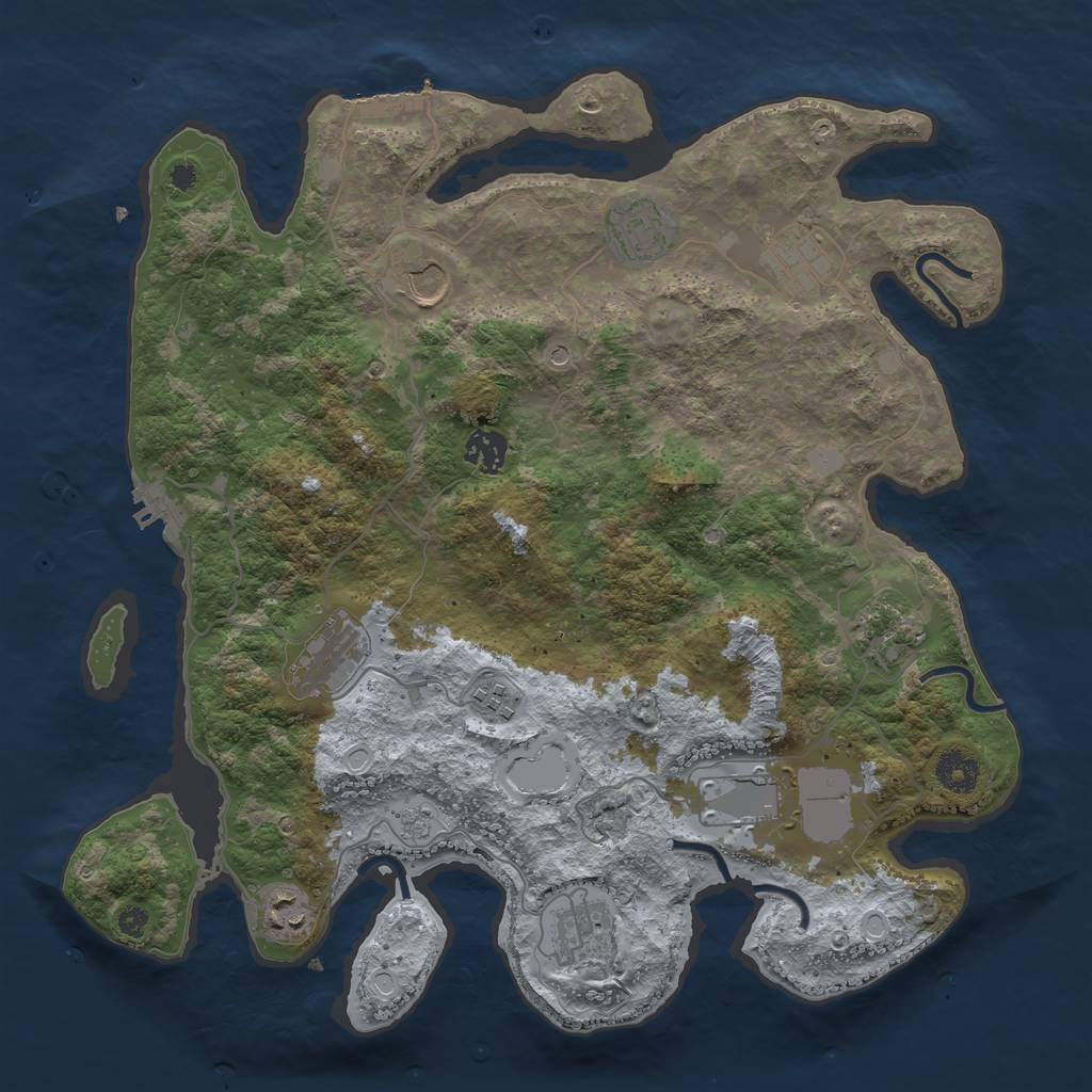 Rust Map: Procedural Map, Size: 3750, Seed: 2095602625, 19 Monuments
