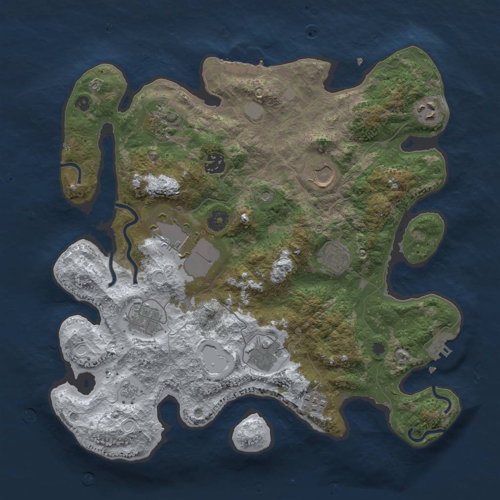 Rust Map: Procedural Map, Size: 3500, Seed: 3215845, 18 Monuments