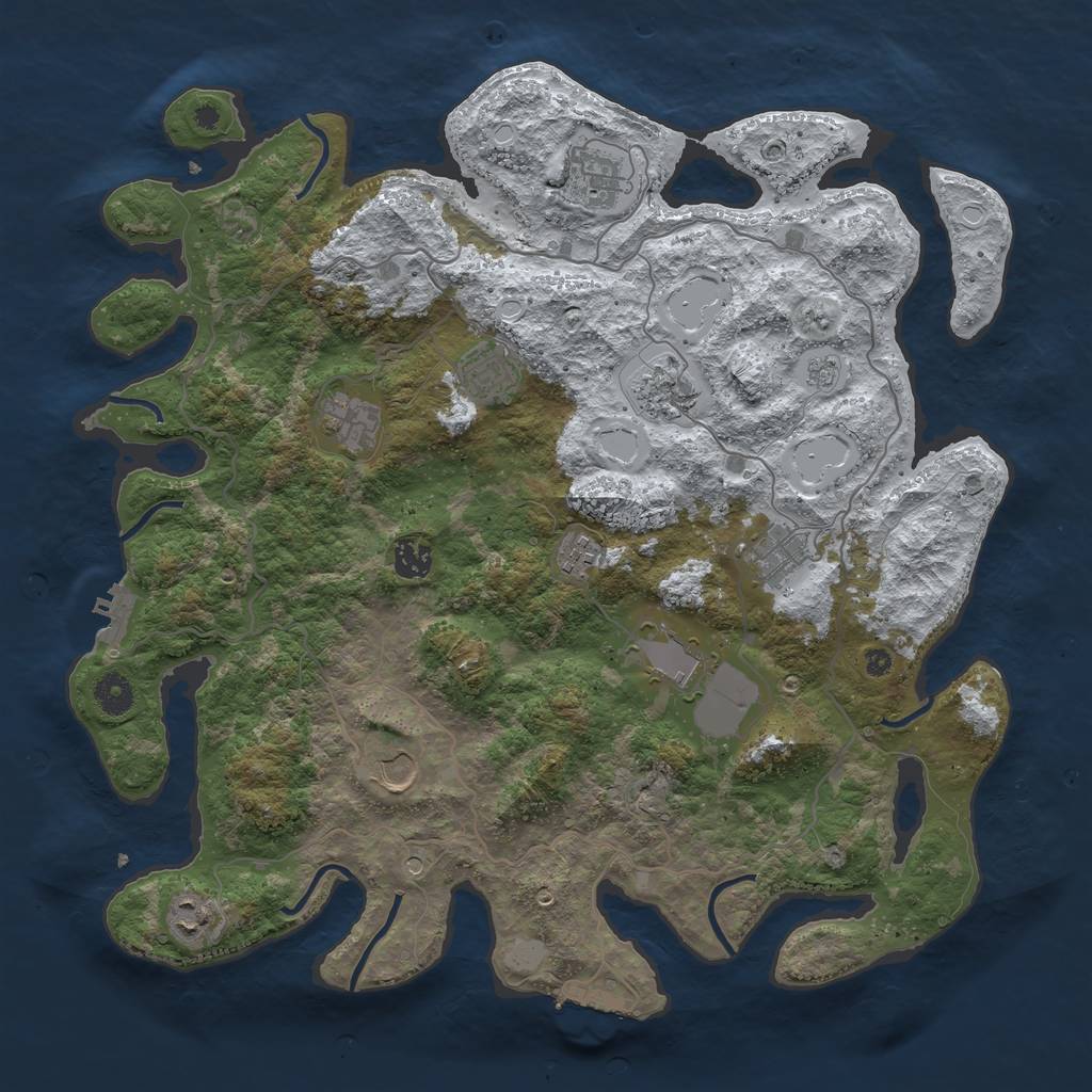 Rust Map: Procedural Map, Size: 4100, Seed: 222111943, 19 Monuments