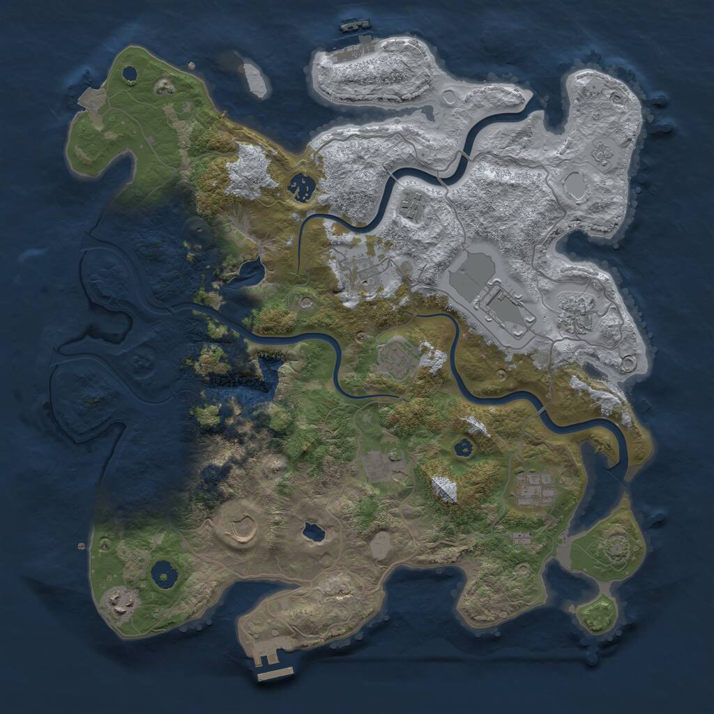Rust Map: Procedural Map, Size: 4000, Seed: 1033037789, 16 Monuments