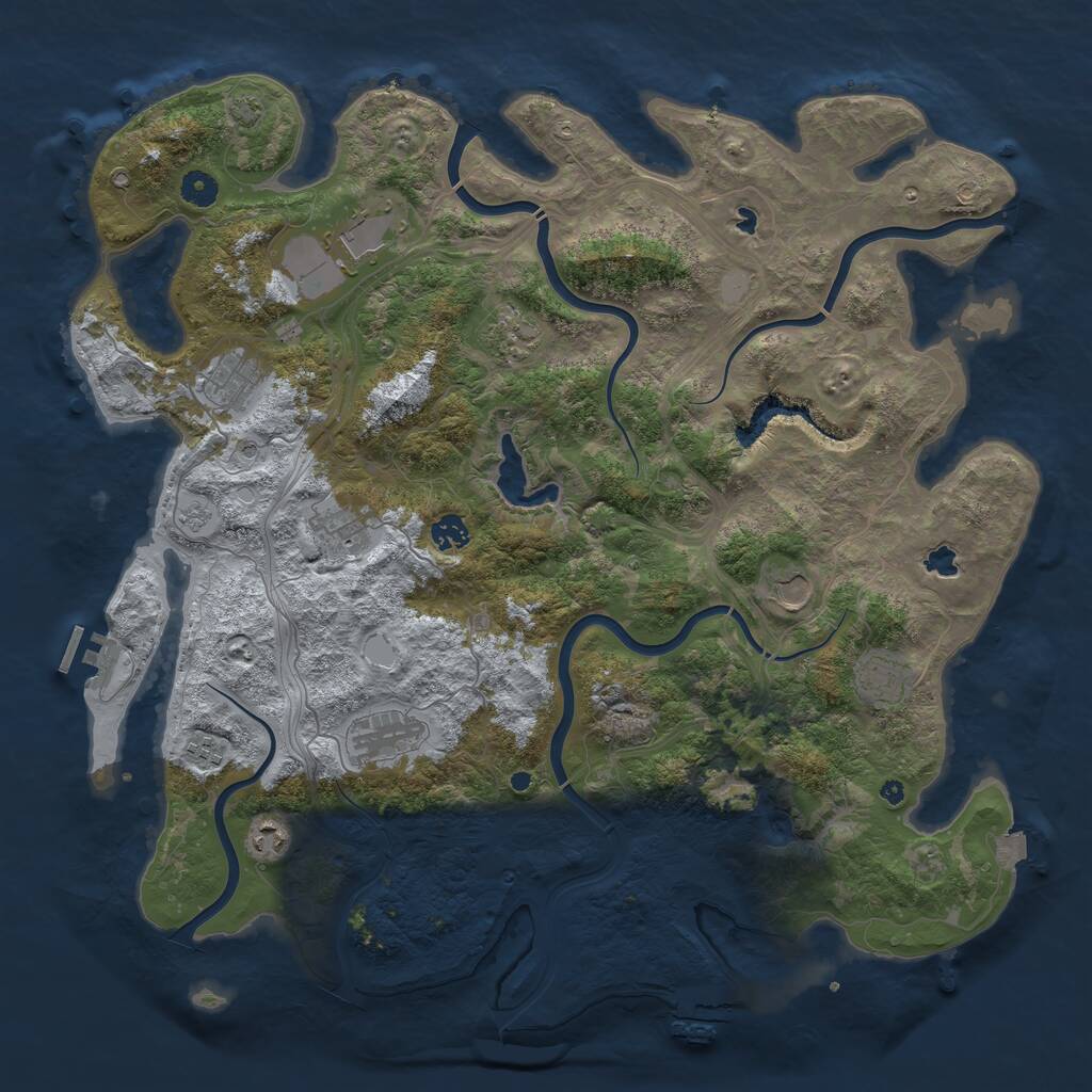 Rust Map: Procedural Map, Size: 4500, Seed: 11123, 16 Monuments